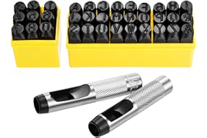 WorkBless 36PCS Metal Stamping Kit, 1/2"(12.5mm) Steel Number and Letter Punch Set, Include A-Z Alphabet, Number 0-8, & Symbol, Stamping Tool for Imprinting Plastic, Wood, Leather, Jewelry