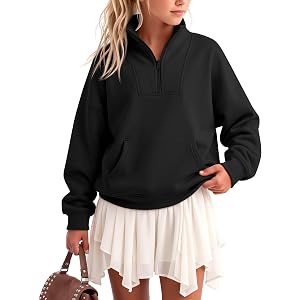 Joiceful Girls' Quarter Zip Sweatshirt | Teen Kids Long Sleeve Pullover Sweater, Half Zip, Youth, Tween, Mock Neck, Fall, Win