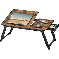 SONGMICS Laptop Desk for Bed or Sofa with Tilting Top, Breakfast Serving Tray with Folding Legs, Fits up to 15.6 Inches Scree