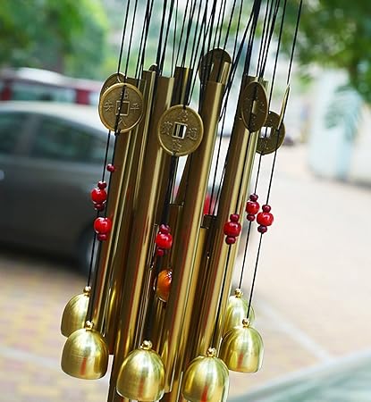 ShopNGift Unique Wind Chime Brass Metal Pipe Bell FENG Shui 4 Positive Energy in Your Home Garden