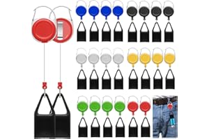 CZBRO 24 Pieces Lighter Leash Retractable Lighter Clip Keychain Assorted Colour Lighter Holder with Classic Lighter Cover Single Clip for Convenience White, Black, Red, Blue, Yellow, Green