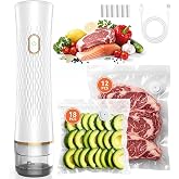 Olecha Handheld Vacuum Sealer for Food with 30 Reusable Vacuum Sealer Bags | Compact Portable Vacuum Sealer Machine, 85kPa Cordless Food Sealer, USB Rechargeable, 6clips, White