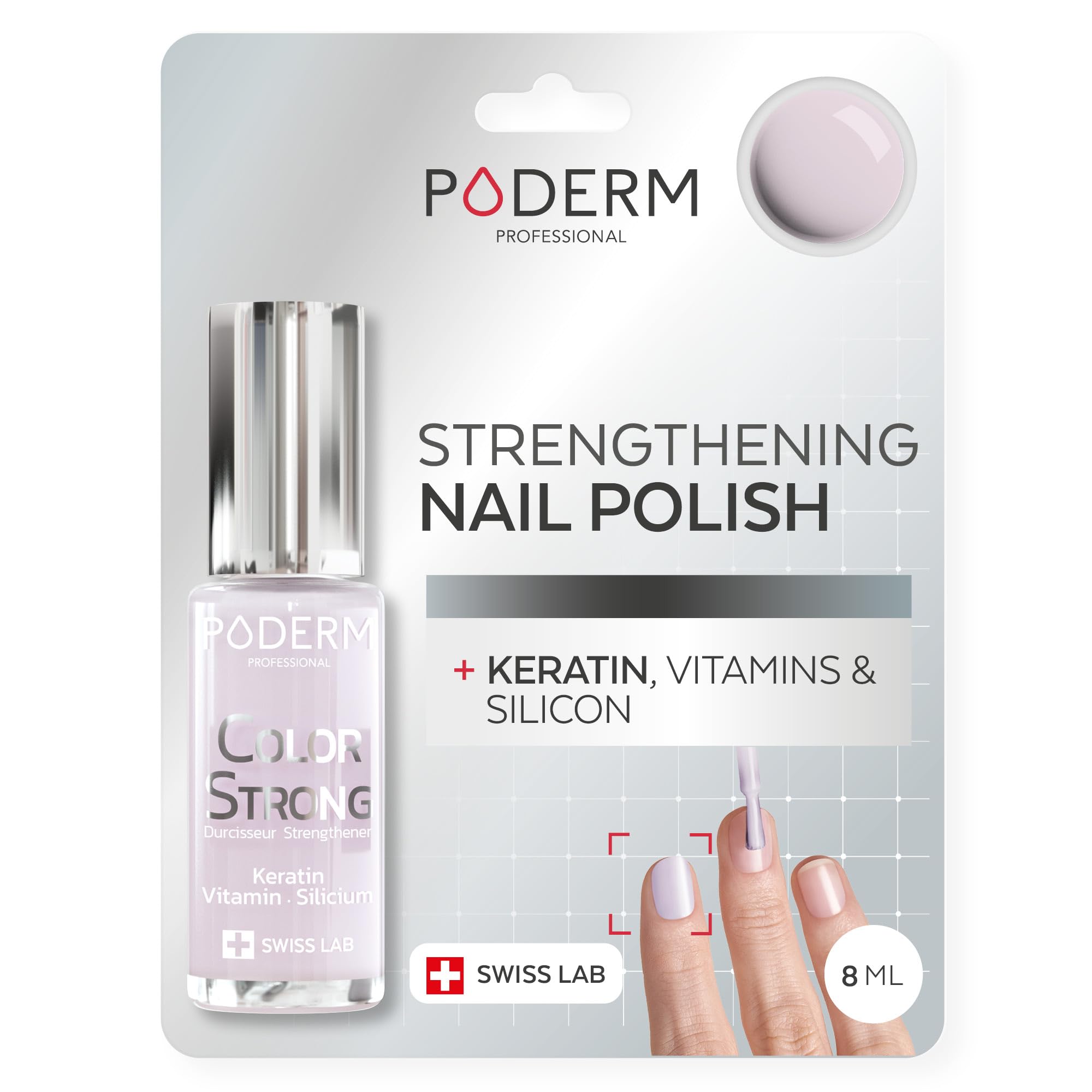 PODERM Nail Strengthener Polish - Cashmere Nude | Repairs & Strengthens Nails Damaged & Weakened by Semi-Permanent Nail Polish | Biotin, Silicon and Keratin | Developed by a Podiatrist in Switzerland