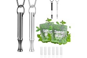 LAMKHOO Breathing Necklace to Quit Smoking and Vaping with Refillable Mint Pods Stop Smoking Aids Fidget Necklace for Anxiety Relief Smokeless Inhaler for Adults (Black&Silver)