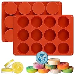 Sakolla 2 Pack Round Silicone Soap Molds, 12 Cavity