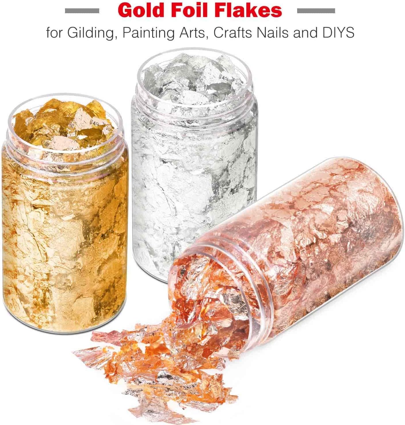 Gold Foil Flakes for Resin Jewelry Making Paxcoo Imitation Gold Foil Flakes Metallic Leaf for Nails Painting, Crafts - Image 3
