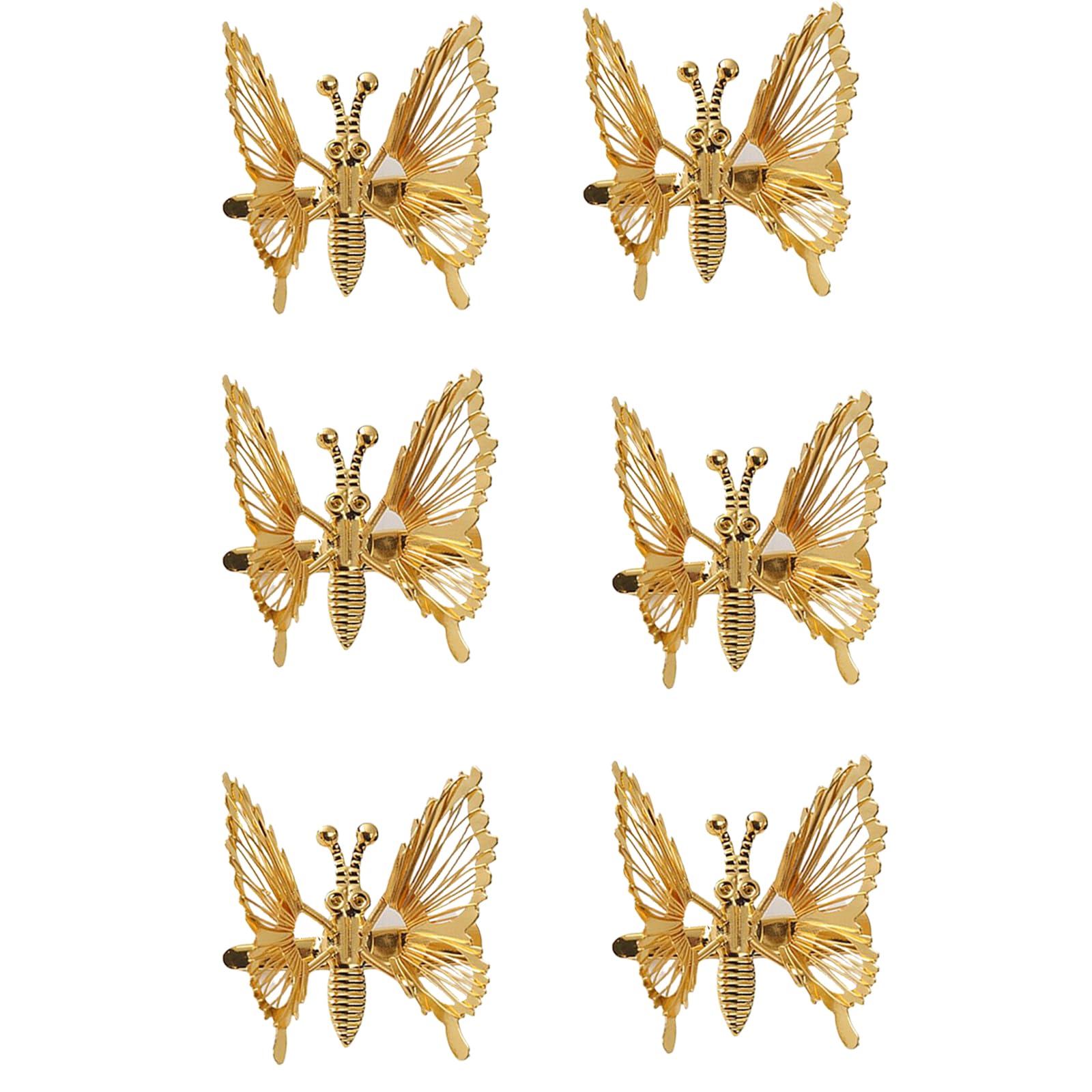 AWOCAN 6PCS Butterfly Hair Clips Women Hairpins 3D Moving Wings Elegant Side Hairpins Bride Wedding Hair Accessories for Women (GOLD-B)