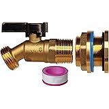 RAINPAL RBS022 Lead Free Compliant Brass Rain Barrel Spigot(3/4" Quarter Turn Ball Valve w/ Bulkhead Fitting and Thread Tape)