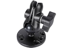 FPN 1" Ball Double Socket Arm with AMPS Hole Round Plate Base, Aluminum Alloy Arm&Drill Base, Compatible with RAM Mounts 1 Inch Ball Components, for Bike Car Motorcycle Phone Mount (3.15" Length)