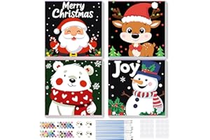 MEIYUDA 4 Pack Christmas Paint by Numbers Framed for Kids, Santa Claus Kids Paint by Numbers kit for Ages 4-8-12, Children DI