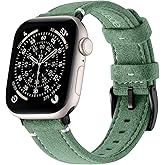 Bandletic Suede Leather Band Compatible with Apple Watch Bands for Women 40mm 38mm 41mm 42mm Men, Soft Slim Breathable Replacement Strap for iWatch Series 11 10 SE 9 8 7 6 5 4 3 2 1, Pine Green