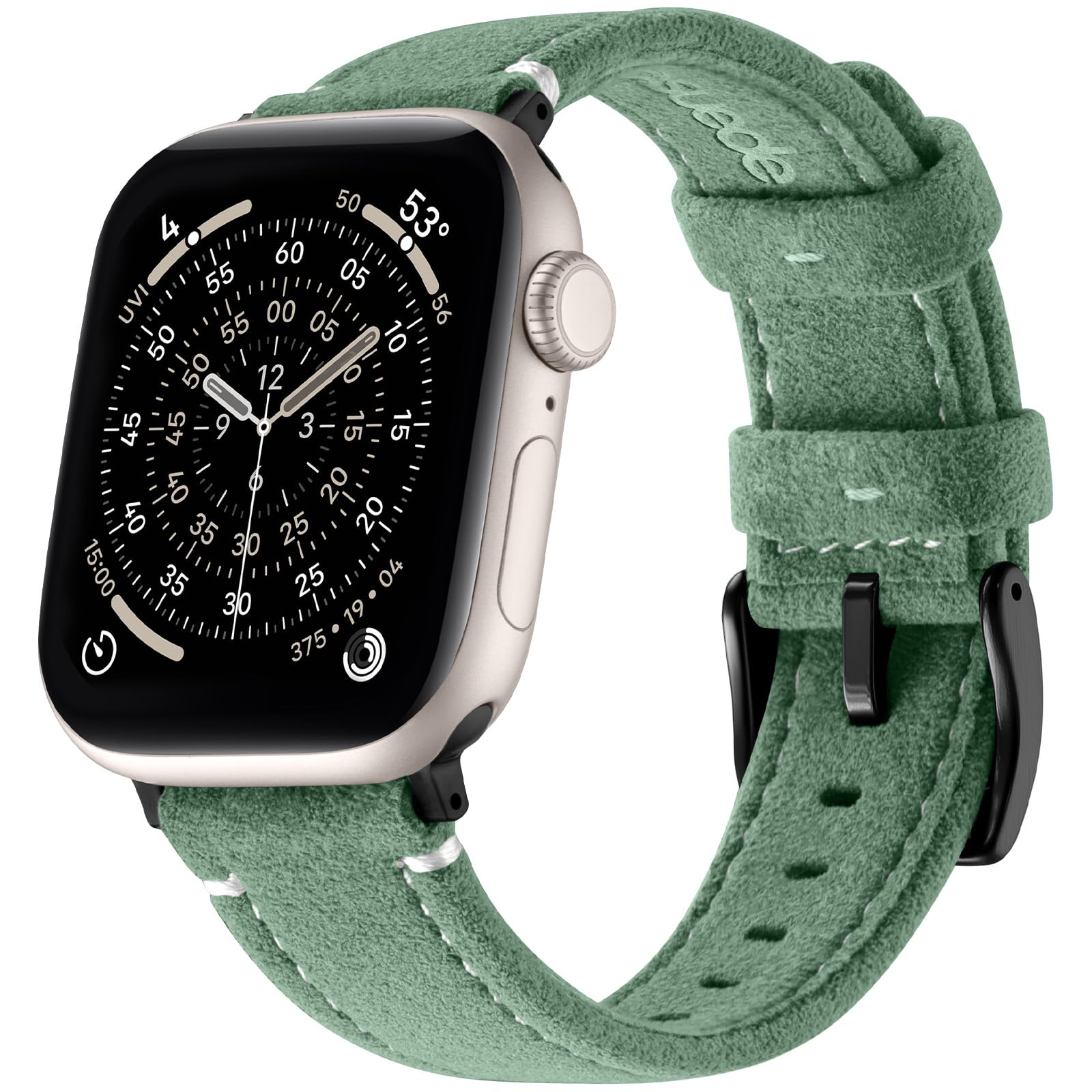 Photo 1 of Bandletic Suede Leather Band Compatible with Apple Watch Bands for Women 40mm 38mm 41mm 42mm Men, Soft Slim Breathable Replacement Strap for iWatch Series 11 10 SE 9 8 7 6 5 4 3 2 1, Pine Green