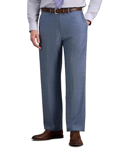 haggar blue dress pants mens Classic Fit Flat Front Solid Stretch Pants, Blue, 36W x 30L US at Amazon Men's Clothing store long maxi dress in shirt gripper helps Light Blue Dress Yellow Size:Belt-38