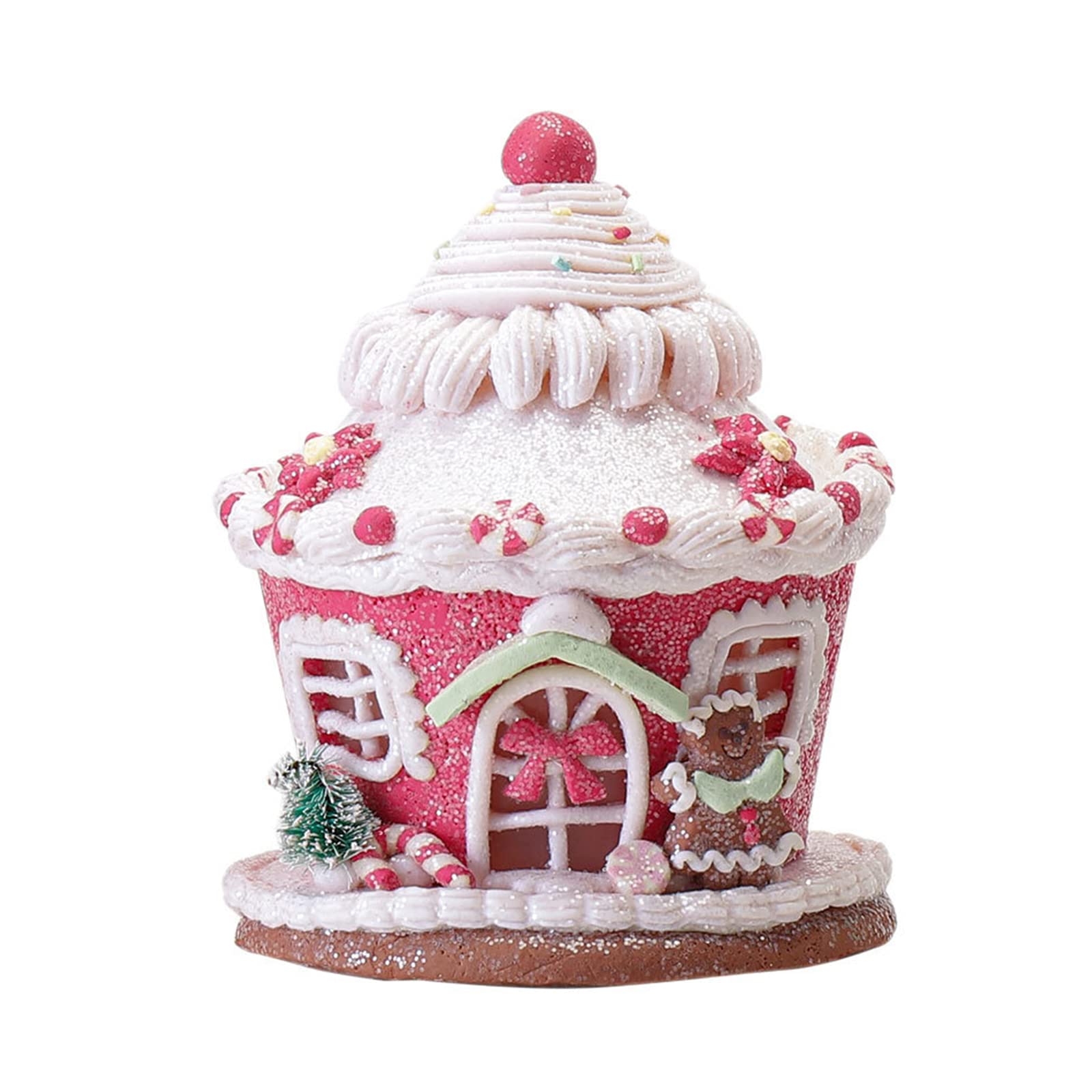 Fonzci LED Christmas Candy House,Light Up Candys Houses for Xmas, Lighted Christmass Candyss Gingerbread Housess, Christmas Village Candys Houses,Gingerbread Lighted House (Pinks)