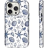 XUNQIAN Compatible for iPhone 16 Pro Case, Compatible with MagSafe Coastal Beach Summer Blue Ocean Seashell Aesthetic Protective Phone Case (for iPhone 16 Pro)
