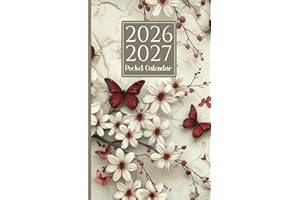 Pocket Calendar 2026-2027 for Purse: 2 Year Monthly Planner, 24 Months from January 2026 to December 2027, Butterfly and Flow