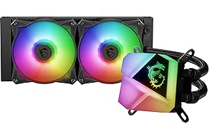 MSI MAG CoreLiquid C240 - AIO RGB CPU Liquid Cooler - 240mm Radiator - Dual 120mm ARGB PWN Fans.