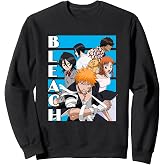 Bleach Characters with Blue Lines and Logo Anime Sweatshirt
