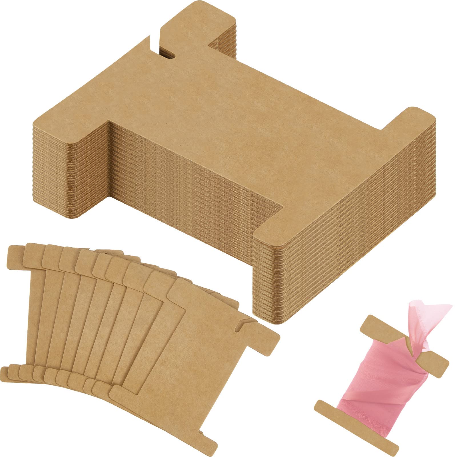 Photo 1 of 100 Pcs Ribbon Organizer Set Cardboard Ribbon Spools Embroidery Floss Holder Organizer Embroidery Thread Holder Empty Cardboard Yarn Bobbin for Cross Stitch Craft DIY Sewing