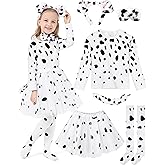 FancyFun Dalmatians Costume Kids, 100 Days of School Girl Costume Dalmatians Dog Outfit T-Shirt with Accessories
