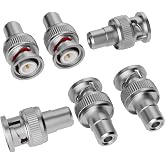Elecan BNC to RCA Adapter (6 Pack) BNC Male to RCA Female Connector Coaxial Coax RG6 Adapter Kit Coupler for CCTV-6/10/20 Pack+4 Types for Selection