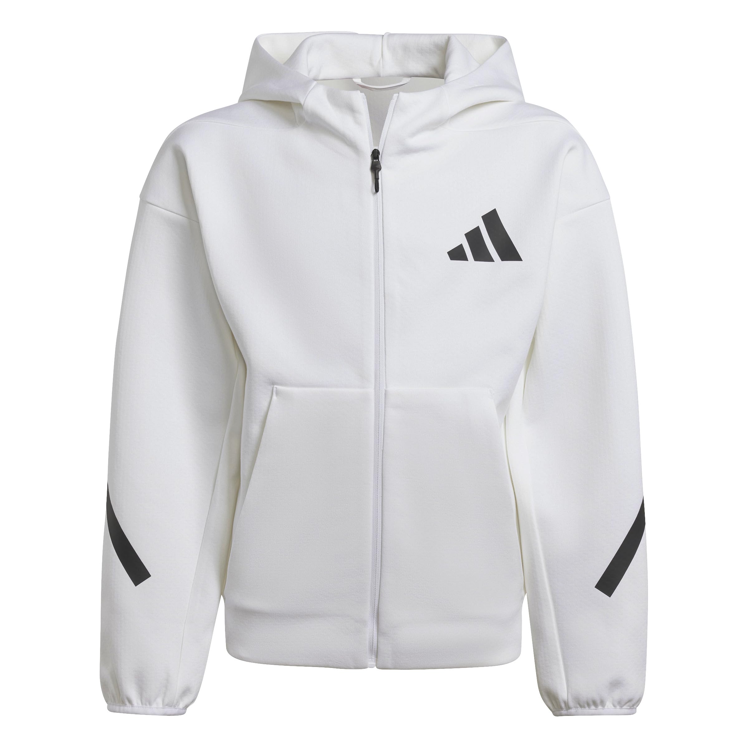 adidas Unisex-Kids Z.N.E. Full Zip Hoodie, White/Black, Large