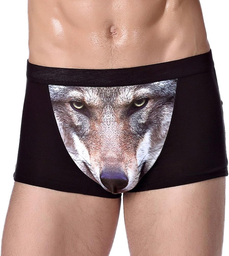 Bestag Mens 3D Wolf Owl Eagle Bulge Pouch Boxer Briefs Underwear