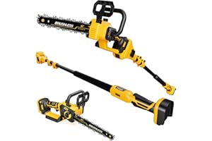 LOASCOTY 2-IN-1 Cordless 10-Inch Pole Saw And Chainsaw Compatible with Dewalt 20V MAX* Battery, Auto Oiling, Total Reach of Max 15ft, Electric Pole Saw for Tree Trimming Pruning (Battery NOT Included)