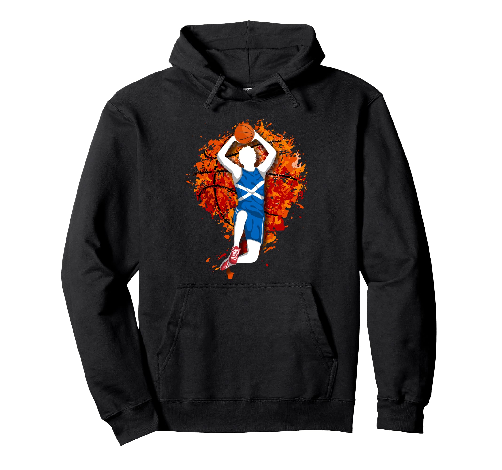 Scotland Basketball Scottish National Flag Mid Air Slam Dunk Pullover Hoodie