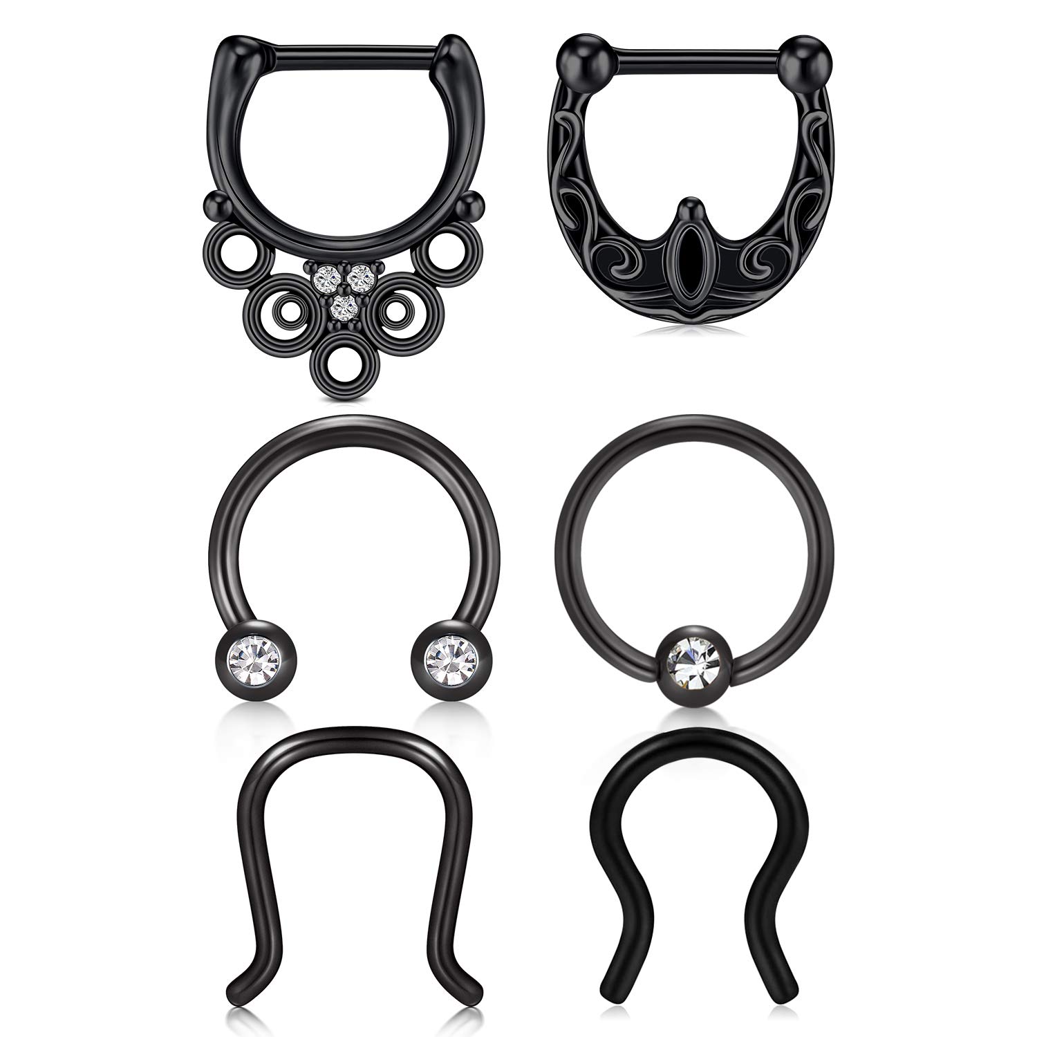 VFUN 16G Septum Rings Stainless Steel Nose Septum Piercing Jewellery Women Helix Cartilage Hoop Earrings Septum Clicker Ring - Rose Gold