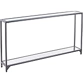 SEI Furniture Bergen Narrow Metal Console Table, Living Room With Open Concept Living Space, Glam Style Powder-Coated Iron, S