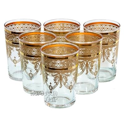 Moroccan Tea Glasses (Set of 6) (Gold)