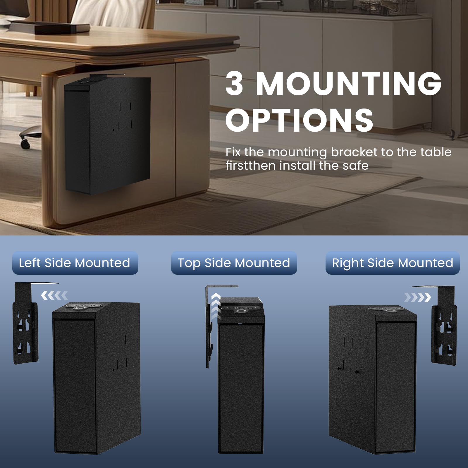 IDMIDM Pistol Safe Upgraded,0.1 Seconds Quick Access Auto Sliding Door Hand Gun Safe for Handgun,with Biometric Fingerprin, PIN Code,Key Access,for Bedside, Desk,Office Safety (Upgraded Pistol Safe)