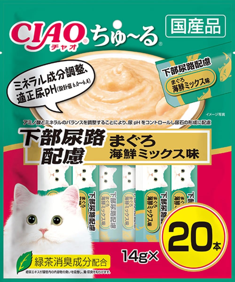 チャオ (CIAO) 猫用おやつ ちゅ~る 下部尿路配慮 まぐろ 海鮮ミックス味 14グラム (x 20)商品画像