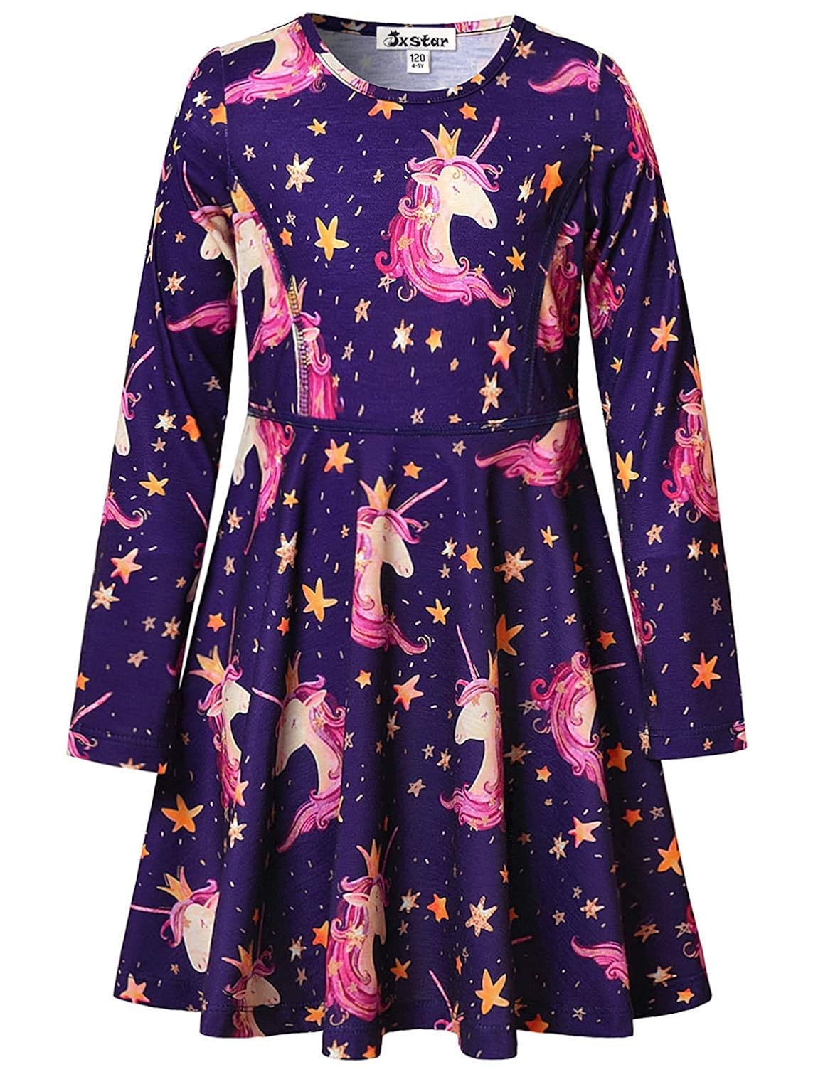 Unicorn Dresses for Girls 716 Long Sleeve Unicorn Clothes Swing Dress