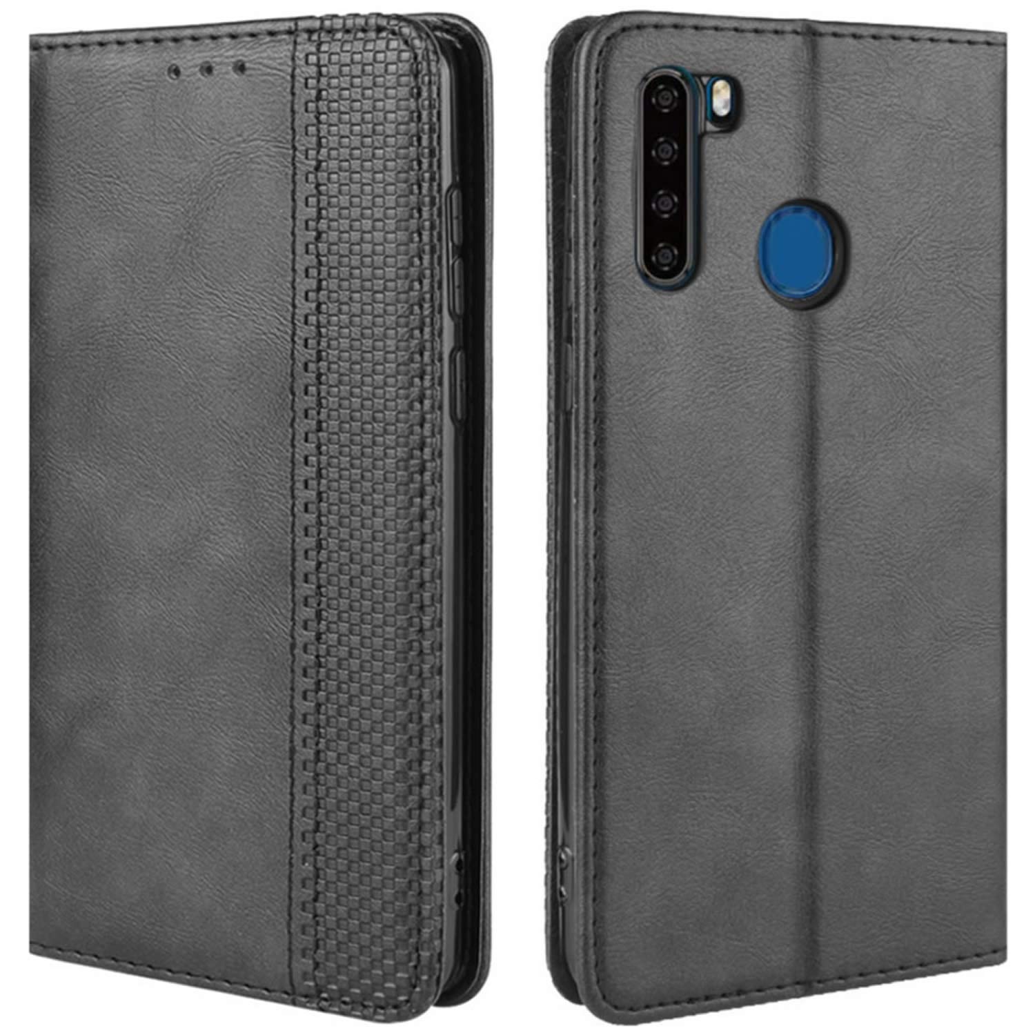 HualuBro Blackview A80 Pro Case, Retro PU Leather Full Body Shockproof Wallet Flip Case Cover with Card Holder and Magnetic Closure for Blackview A80 Pro Phone Case (Black)