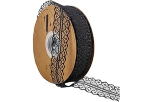 BAYUE Lace Trim Ribbon 1.2 Inch Wide×50 Yards lace Fabric Vintage Pattern Roll Ribbons - Perfect for Gift Wrapping, Crafts,Flower Design,Sewing, and Party Decorations (Black, 50yard)