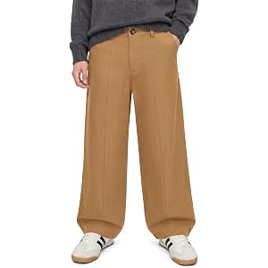 Haloumoning Boys Wide Leg Baggy Pants Kids Fashion Elastic High Waisted Barrel Trousers with Pockets 5-14 Years