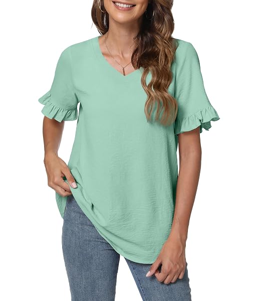 Women's Summer Tops – Short Sleeve Square Neck Blouse, Casual & Dressy Tunic For Spring 2023 - View #6