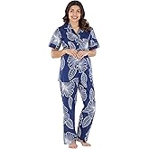 Sleepyheads Women's Sleepwear Poplin Cotton Short Sleeve Button Up Top Pajama Set
