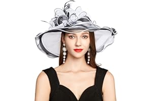 YIDINGCO Kentucky Derby Hat for Women Ladies Girls, UV Protection Organza Fascinator Tea Party Bridal Church Sunday Sun Hat
