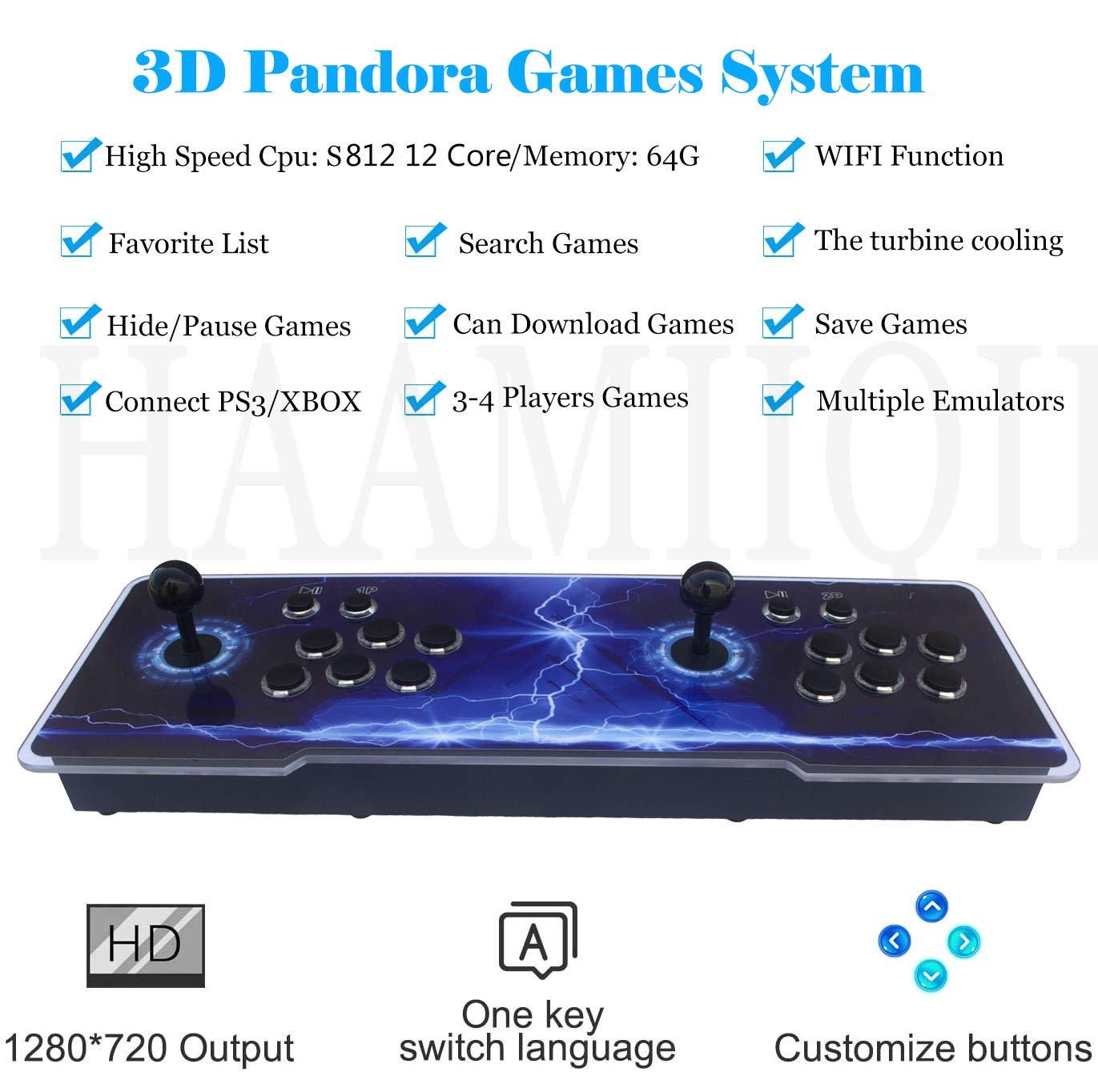 LIFAVOVY Upgraded Arcade Games Machines for Home Pandora Box 18s Arcade Console - 8000 Games Installed, WiFi Version,Support 3D Games,1280x720 Full HD,Favorite List,Multi-Player Game Controls