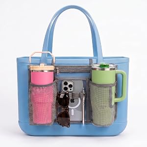 Simple Modern Bag Accessories for Bogg Bag, Mesh Divider Pouch with Zipper, Cup and Phone Holder for Stanley Tumblers, Storag