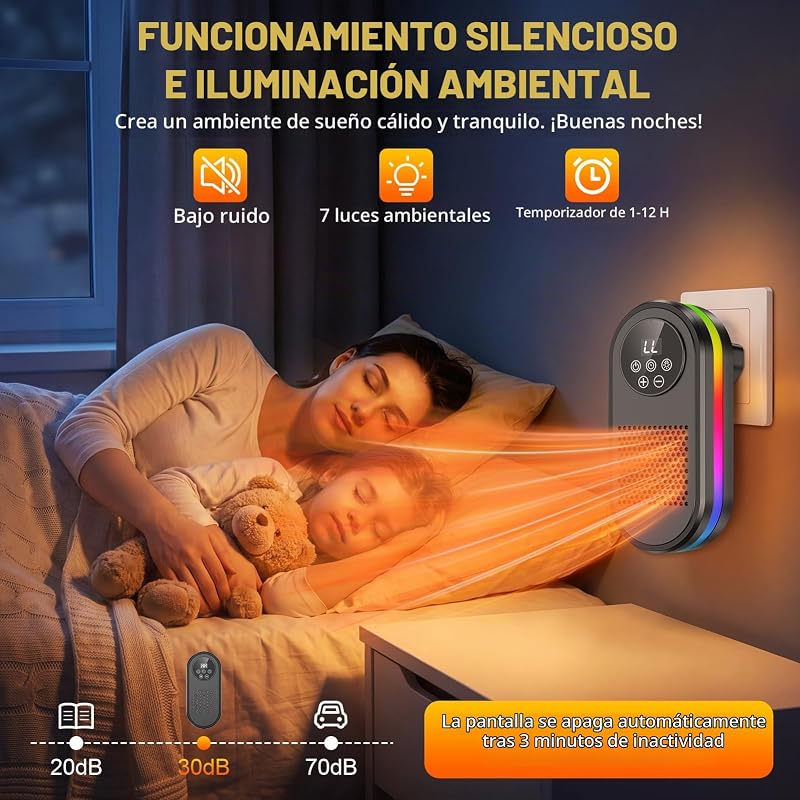 Calefactor Bajo Consumo Enchufe 2 Niveles Calefactor Eléctrico Cerámico PTC