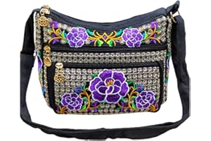 PHEVOS Hobo Crossbody Bag for women, Vintage Ethnic Tribal Embroidered Boho Hippie Tote Handbags Shoulder Purse