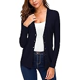 EXCHIC Women's Lightweight Long Sleeve Cardigan Sweaters Classic Button Open Front Knit Sweater with Pockets