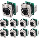 PENGLIN 10PCS Ethercon Rj45 Chassis Socket,NE8FDP Feedthrough RJ45 Jack | D Series Ethercon Panel Mount ,With Secure Locking System, Cat5 Compatible Ethercon Panel Jack,Easy to install