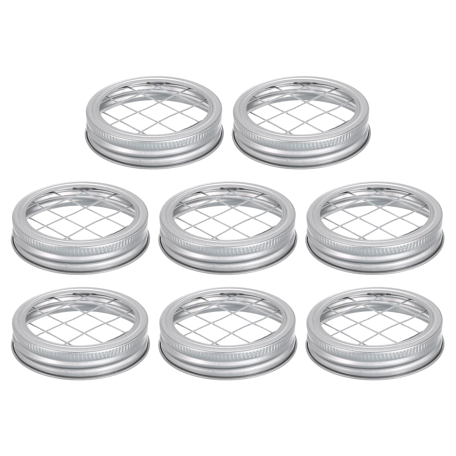 PATIKIL Metal Flower Lid Insert 2.8x2.7inch, 8 Pcs Flower Jar Insert Lid Flower Organizer Lid Insert with Square Grids for Mouth Canning Jars, Silver
