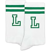SSQBZU Striped Initial Socks with the Letter in Green, St. Patricks Day Socks Gifts for Family Friends, etc.