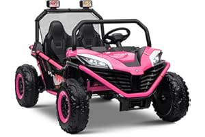 OTTARO 24V 10AH Ride on UTV Cars 2 Seater, Kids Electric Cars Vehicles, Metal Frame, EVA Wheels, 2x200W Powerful Motors, 20” Large 2 Seats, Bluetooth, Remote Control, Max Speed 4.7Mph (Pink)